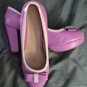 Purple Women's Heels with Bow Accent